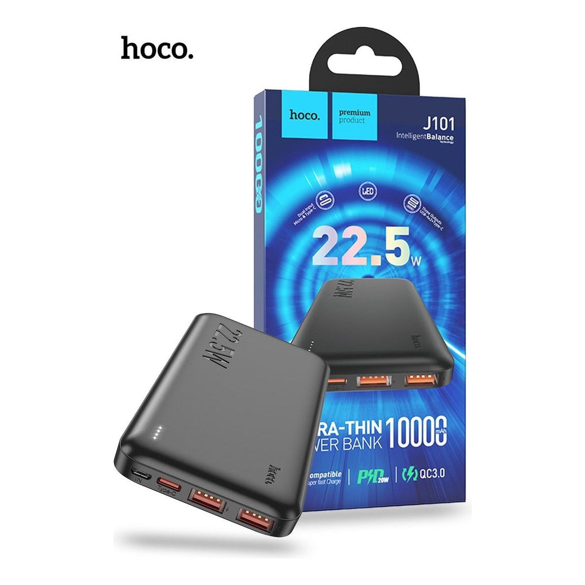 FACTORYTECH - Bateria Ext Powerbank 10000Mah 225W Ultra Delgada Hoco J101