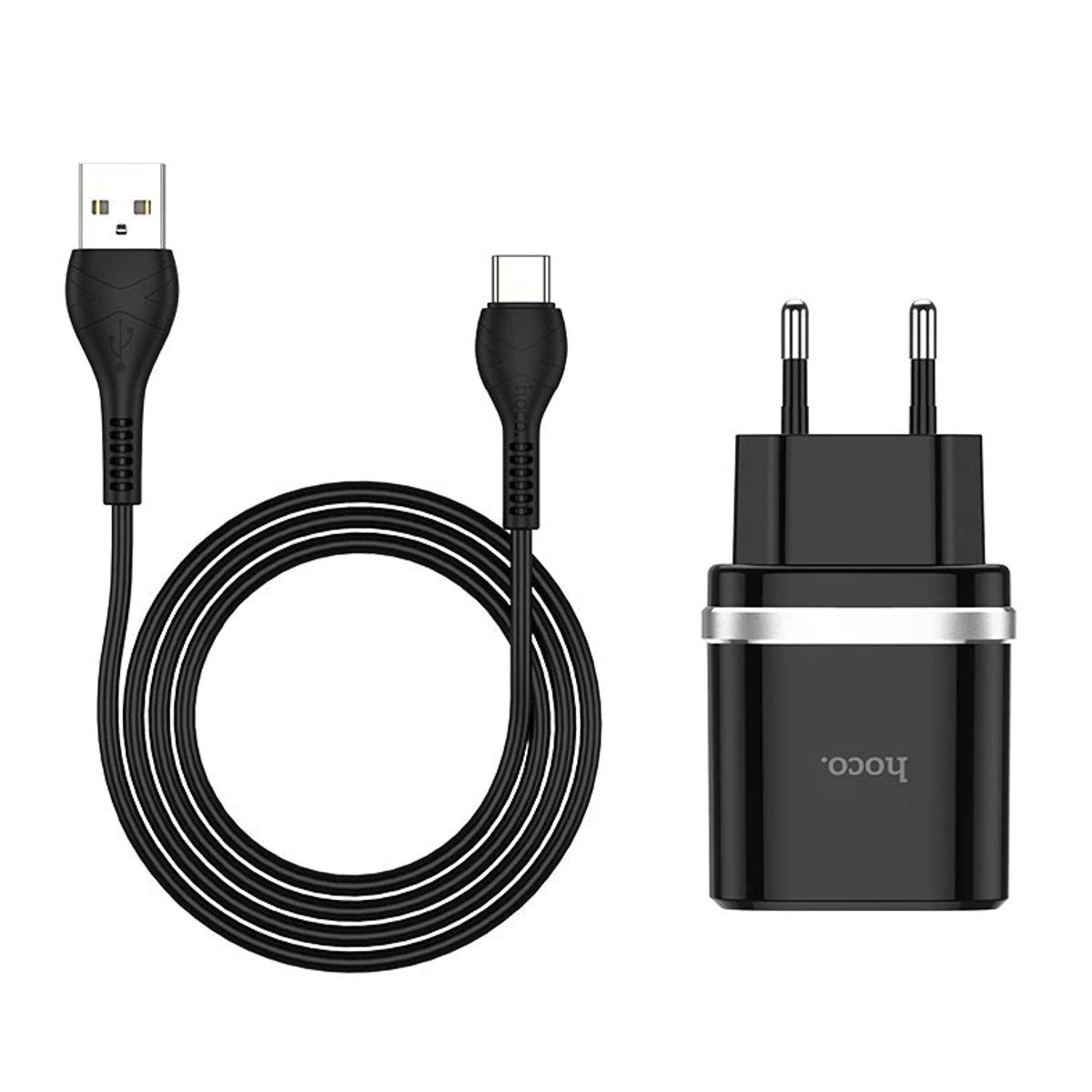 FACTORYTECH - Cargador Pared con Cable Tipo C Carga Rapida 18W Hoco C12Q