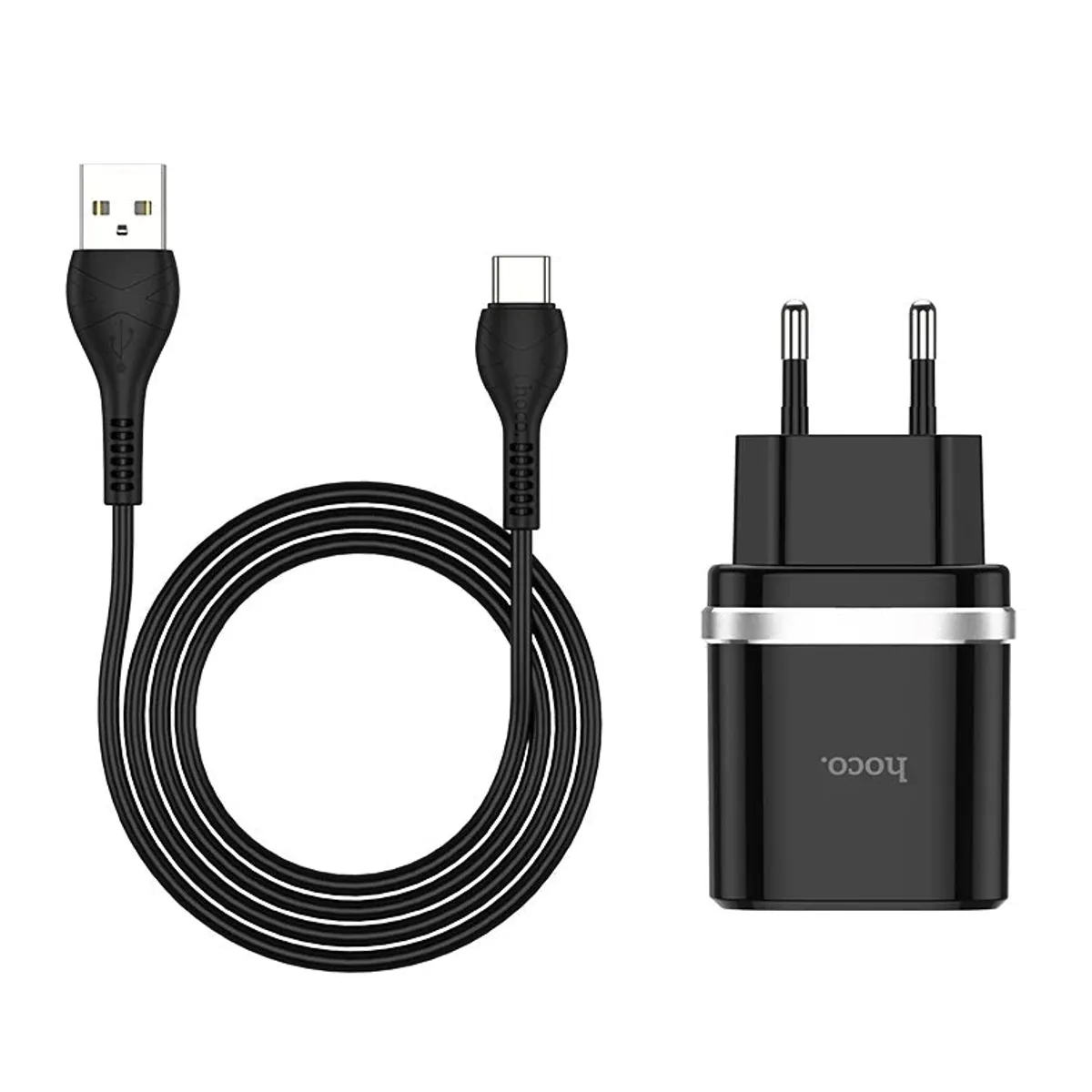 FACTORYTECH - Cargador Pared con Cable Tipo C Carga Rapida 18W Hoco C12Q