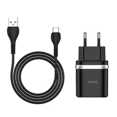 FACTORYTECH - Cargador Pared con Cable Tipo C Carga Rapida 18W Hoco C12Q