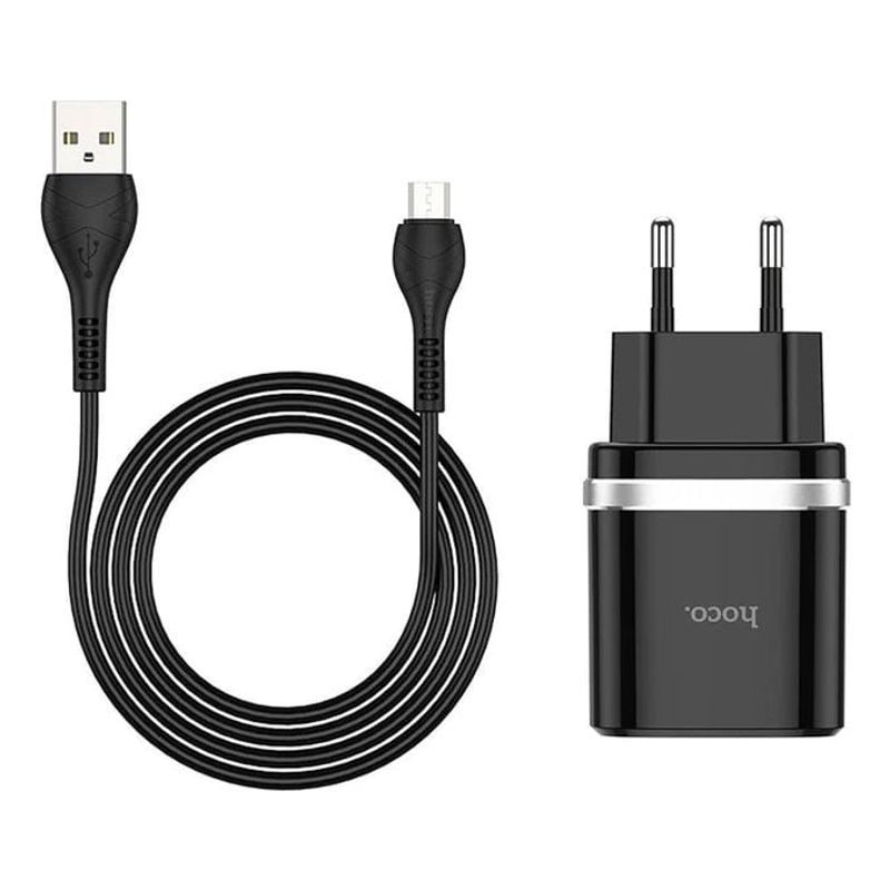 FACTORYTECH - Cargador Pared con Cable Miro USB Carga Rapida 18W Hoco C12Q