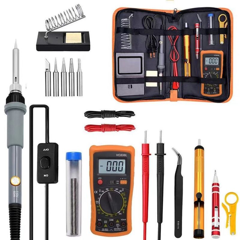 FACTORYTECH - Kit Herramientas Electrónicas  Cautin Soldar Tester Pinzas
