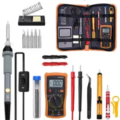 FACTORYTECH - Kit Herramientas Electrónicas Cautin Soldar Tester Pinzas