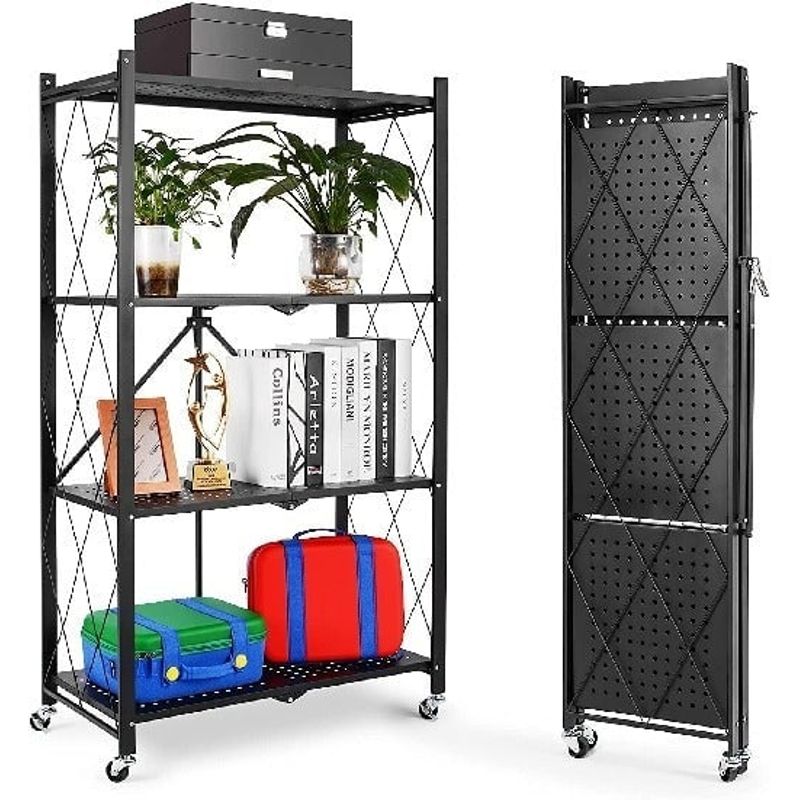 FACTORYTECH - Estante Plegable 4 Niveles con ruedas Negro 127MT FactoryHome