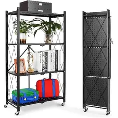 FACTORYTECH - Estante Plegable 4 Niveles con ruedas Negro 127MT FactoryHome