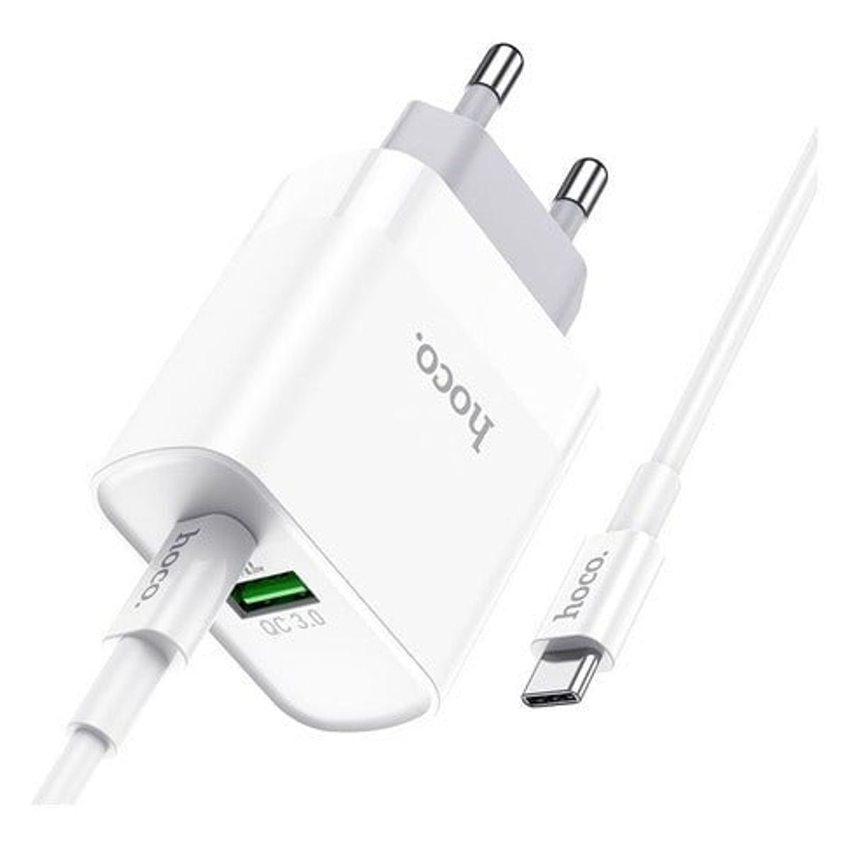 FACTORYTECH - Cargador Carga Rápida Dual PD 20W Cable USB-C Hoco C80A