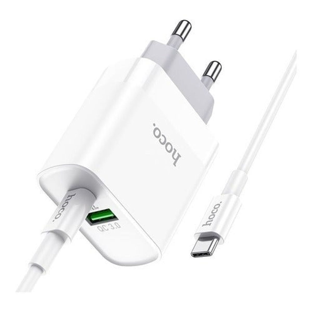 FACTORYTECH - Cargador Carga Rápida Dual PD 20W Cable USB-C Hoco C80A