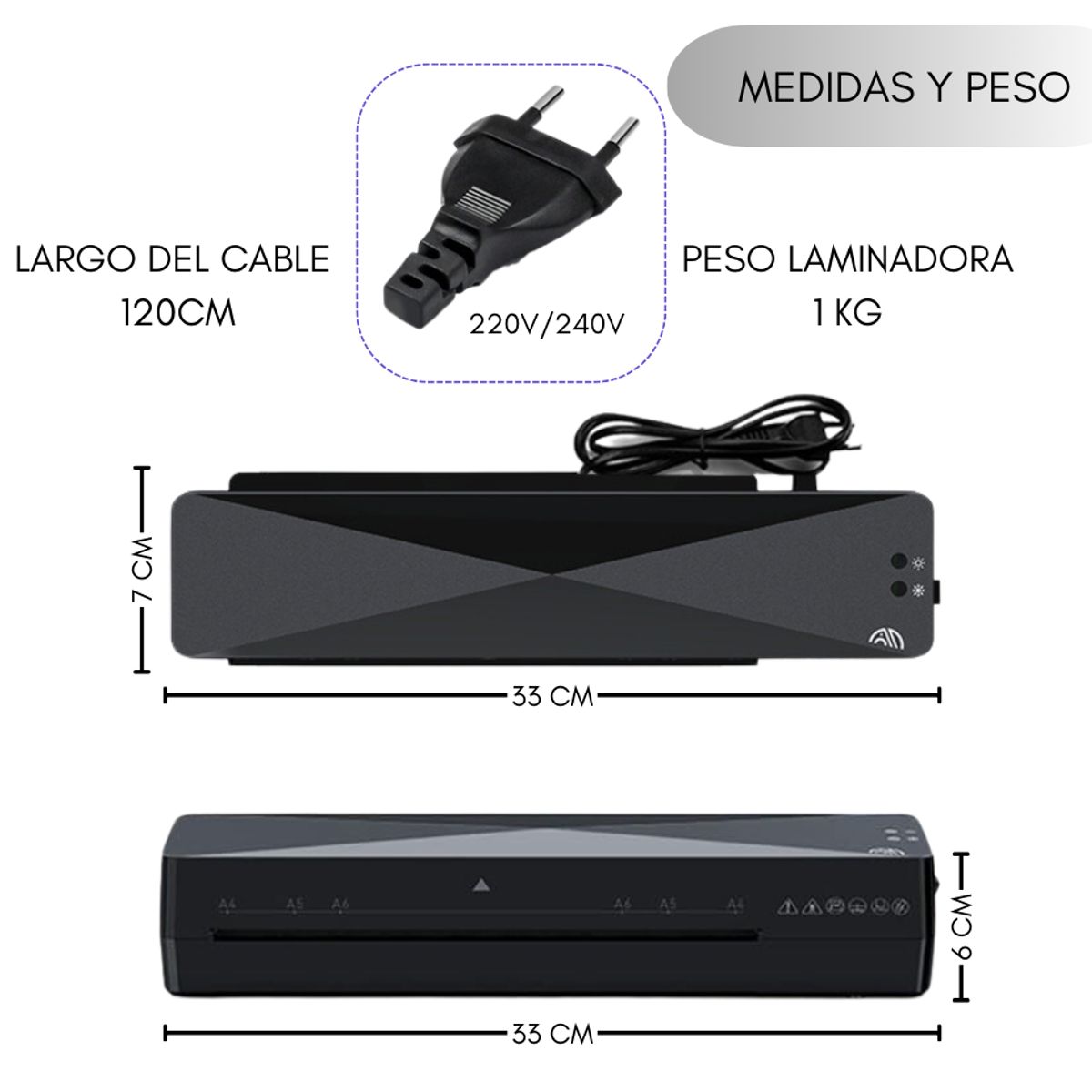 GENERICO - Plastificadora Laminadora Termolaminado A4 Otros Frio Calor