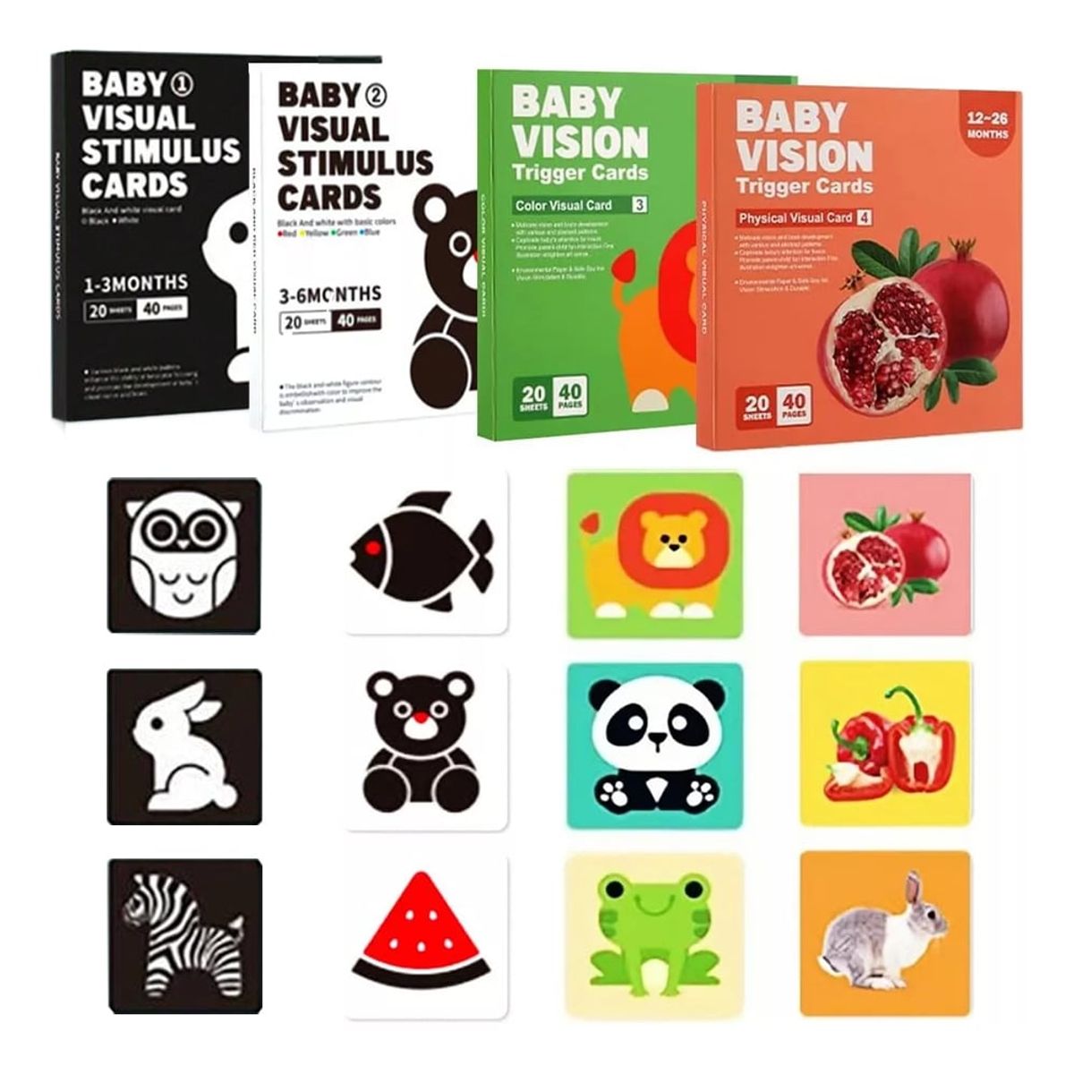 GENERICO - 80 Páginas Tarjetas De Estimulación Visual Para Bebés Regalo