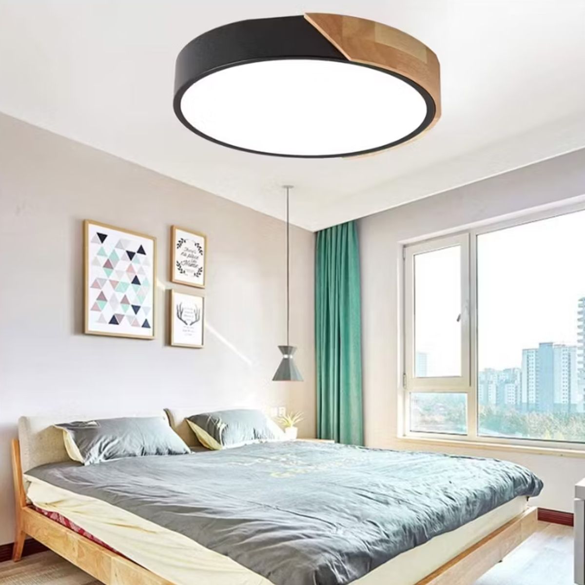 CASA NEW - Lámpara de Techo Moderna 30cm Redondo 3 Colores - Negro