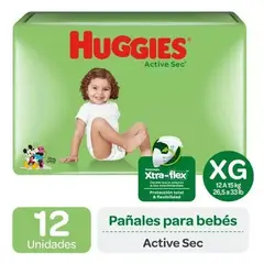 HUGGIES - Pañales Active Sec XG PACK 4X12 48 pañales