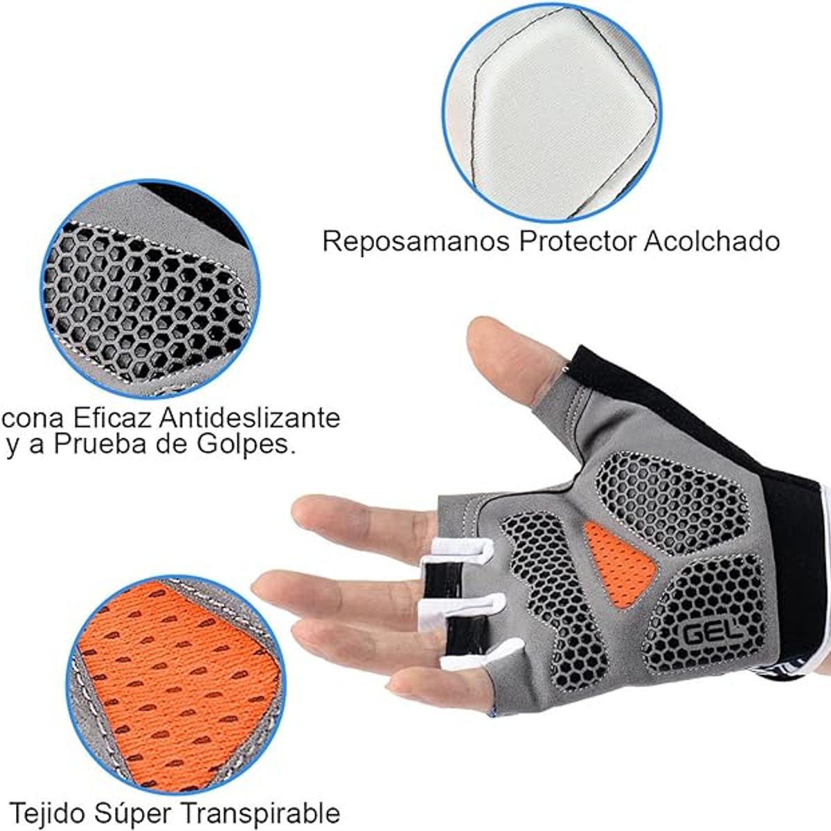 GENERICO - Talla M Transpirable Guantes Deportivos Ciclismo Mujer Y Hombre Gym