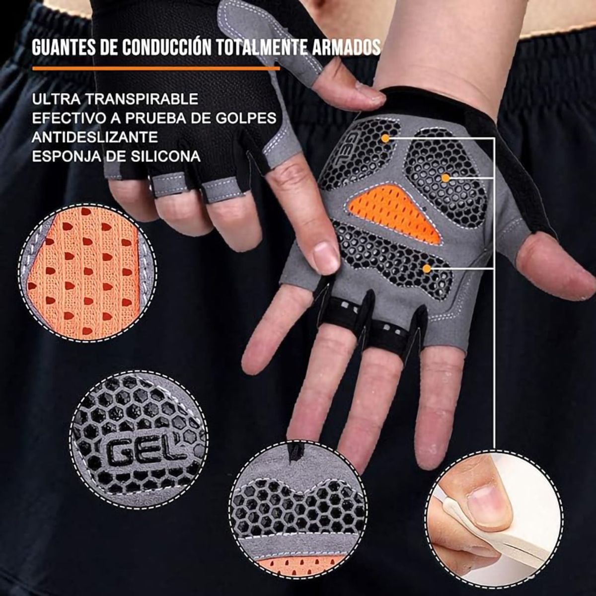 GENERICO - Talla L Transpirable Guantes Deportivos Ciclismo Mujer Y Hombre Gym