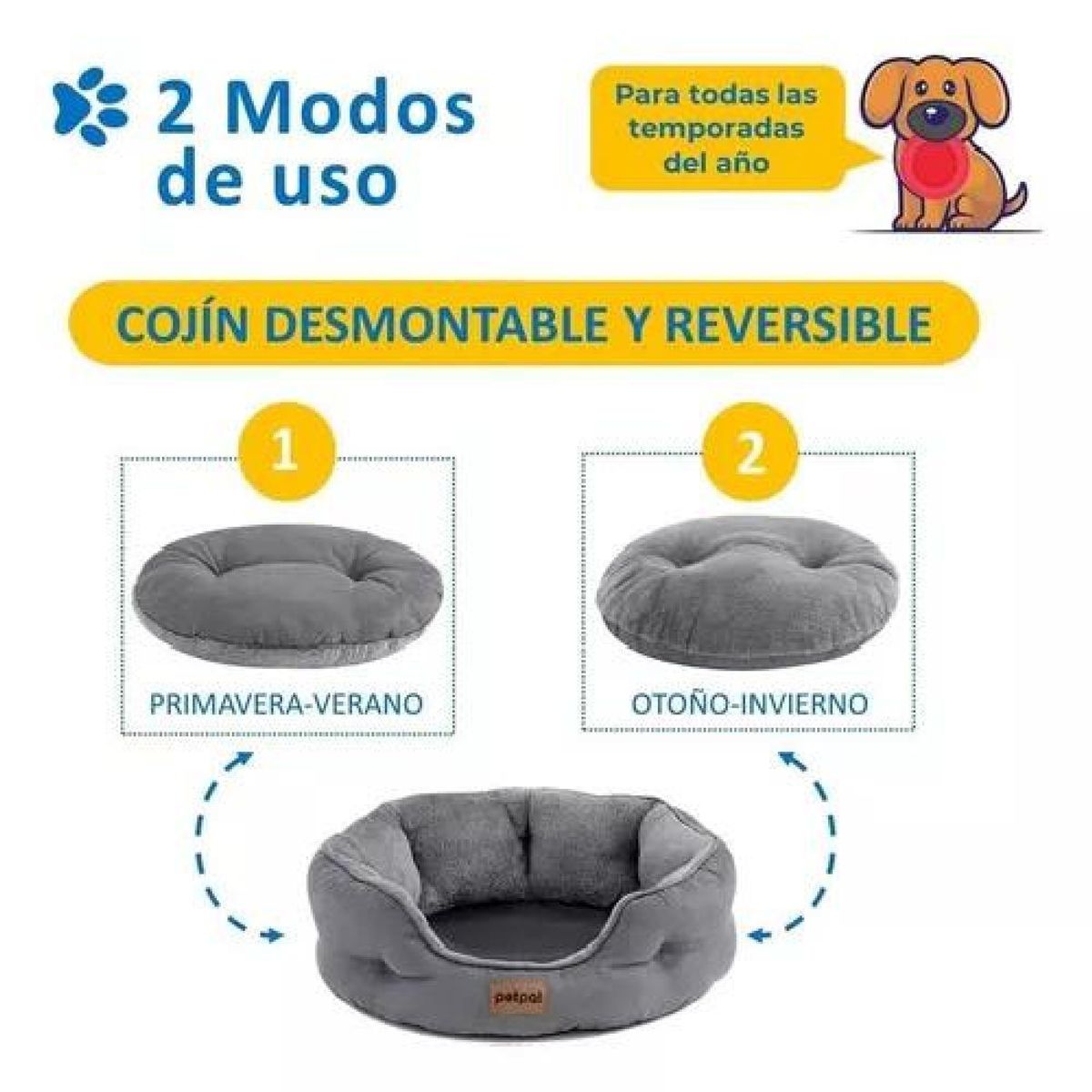 GENERICO - Cama ultrasuave antiestrés para mascotas perros y gatos gris