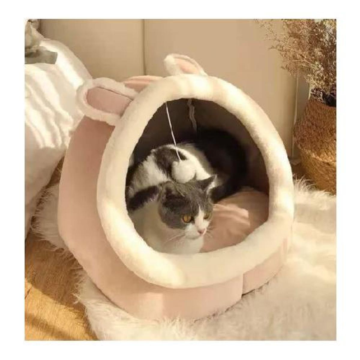 GENERICO - Casa cama plush iglú nido para mascotas café