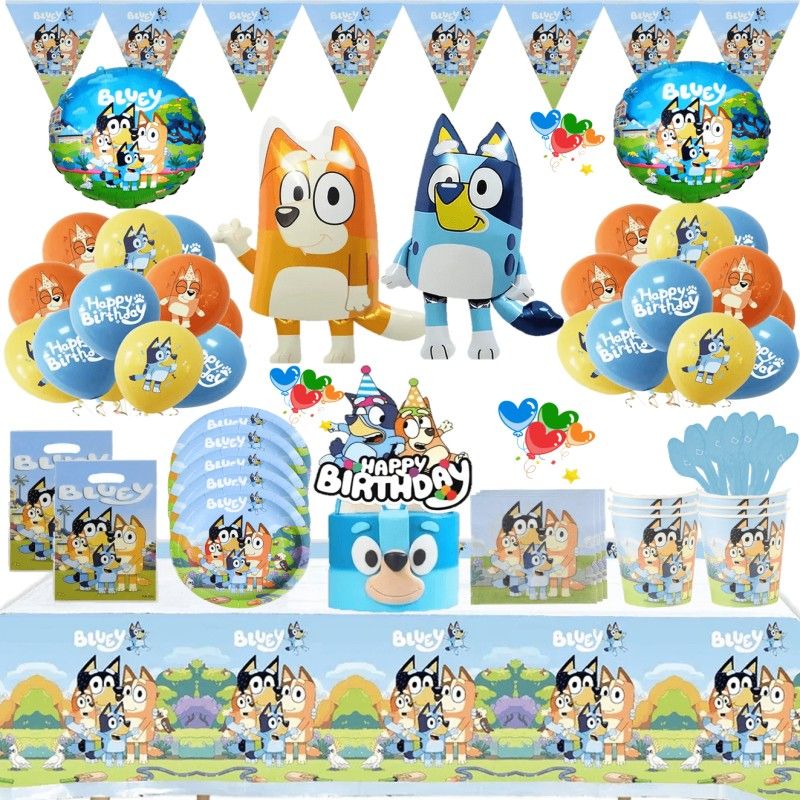 GENERICO - Pack Full Cotillon Globos Cumpleaños X10 Bluey