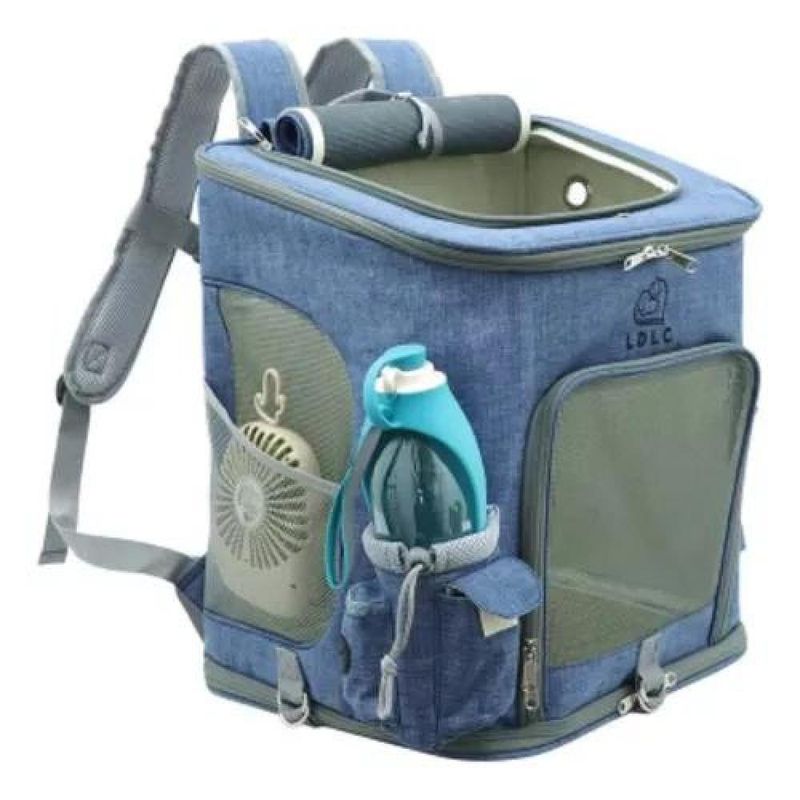 GENERICO - Mochila de viaje cómoda y segura para perros y gatos azul