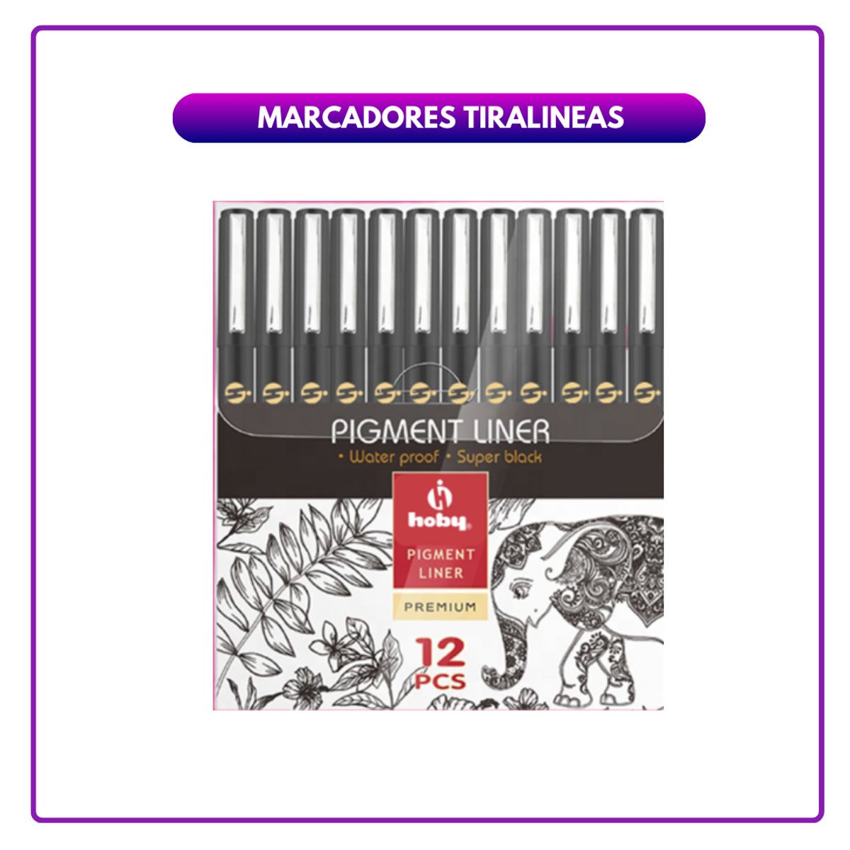 GENERICO - MARCADORES TIRALINEA HOBY 12 UNIDADES