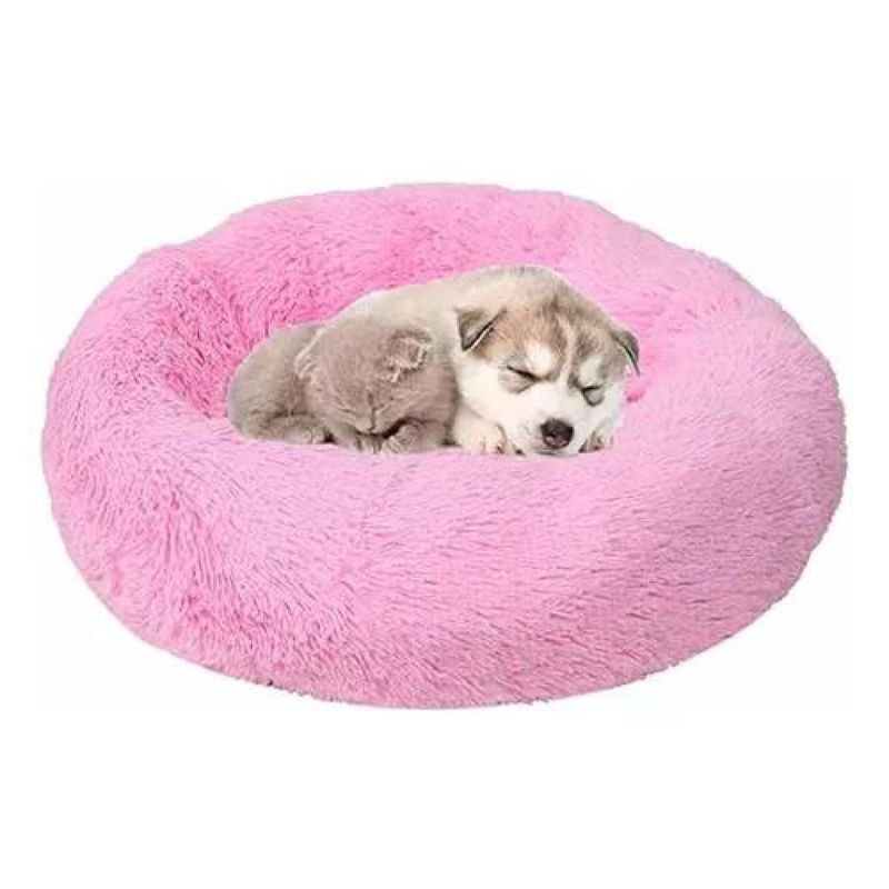 GENERICO - Cama antiestrés de felpa para perros y gatos 50 cm rosado