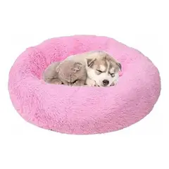 GENERICO - Cama antiestrés de felpa para perros y gatos 50 cm rosado