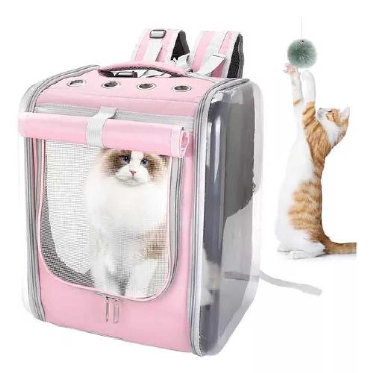 GENERICO - Bolso Mochila Porta Perros y Gatos -  Rosado