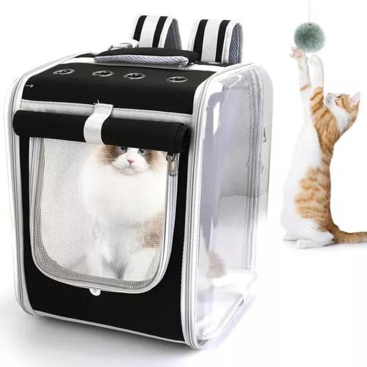 GENERICO - Bolso mochila porta perros jaula transporte  Negro