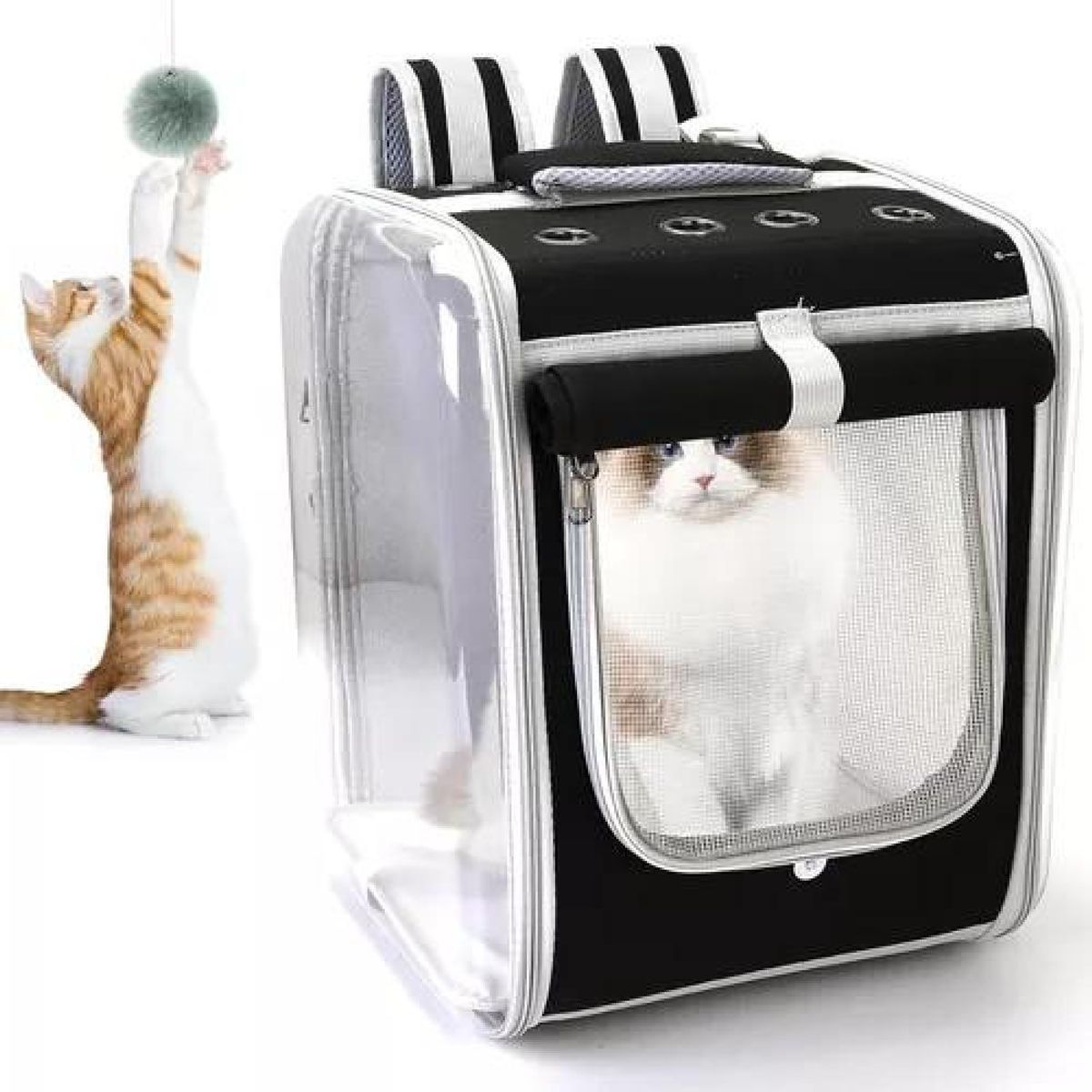 GENERICO - Bolso mochila porta perros jaula transporte  Negro