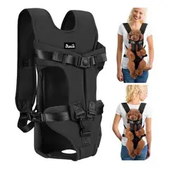 GENERICO - Mochila transportadora ajustable para mascotas S negro