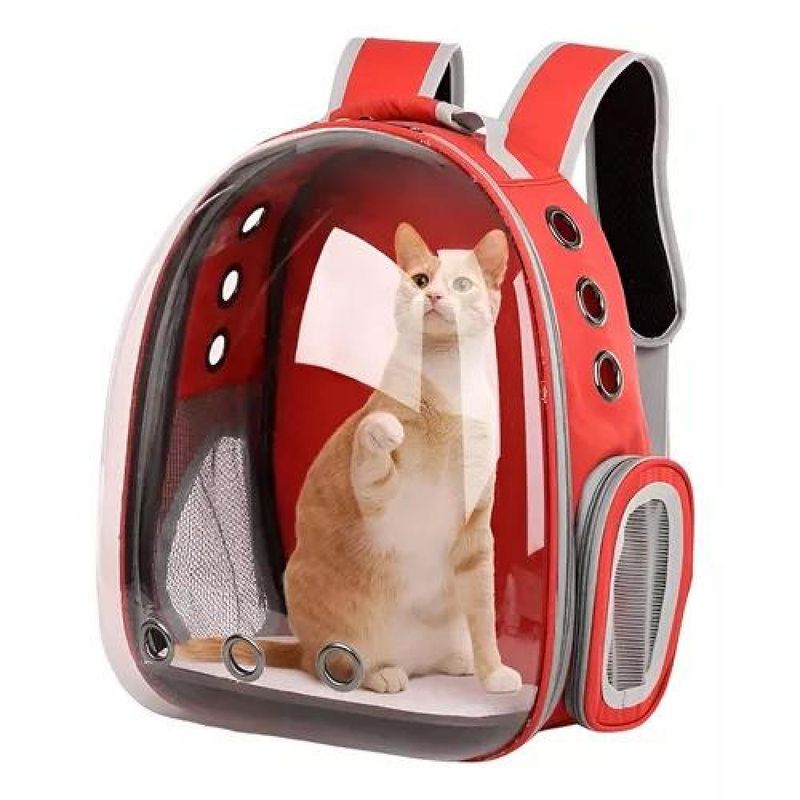 GENERICO - Bolso canil gato mochila transportadora Rojo