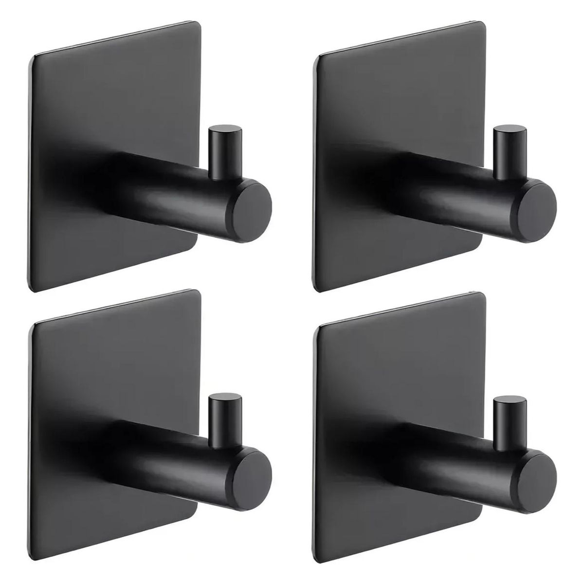 IMPORTCLICK - Pack 4 Ganchos Colgador Adhesivos Hogar Acero Inoxidable Negro - Negro