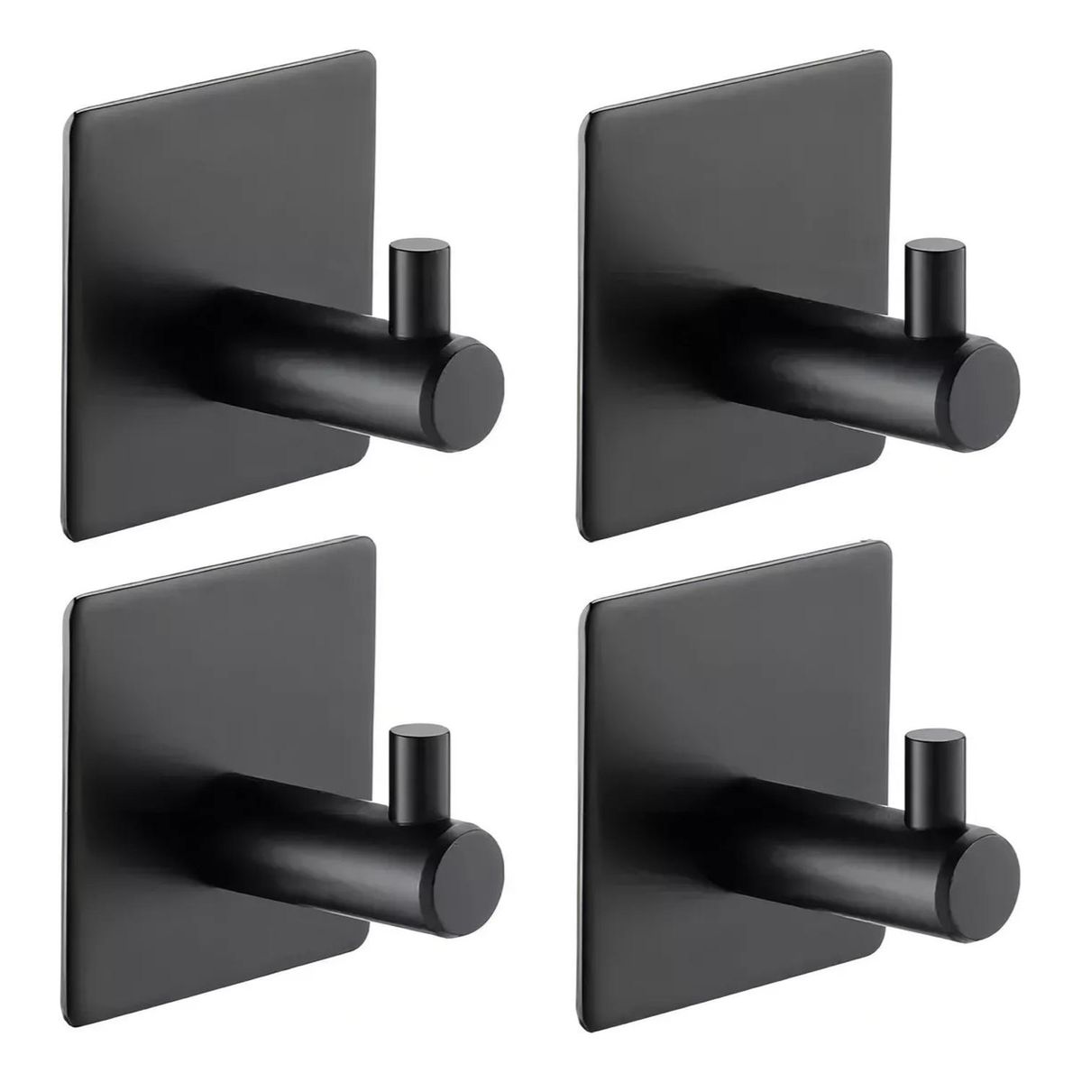 IMPORTCLICK - Pack 4 Ganchos Colgador Adhesivos Hogar Acero Inoxidable Negro - Negro