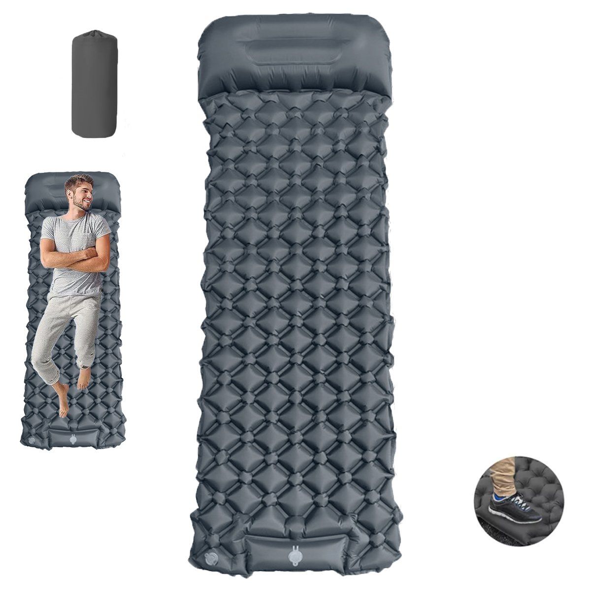 GENERICO - Colchoneta De Dormir Inflable Con Bomba De Pie Para Camping