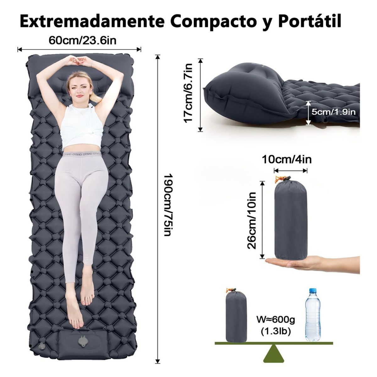 GENERICO - Colchoneta De Dormir Inflable Con Bomba De Pie Para Camping