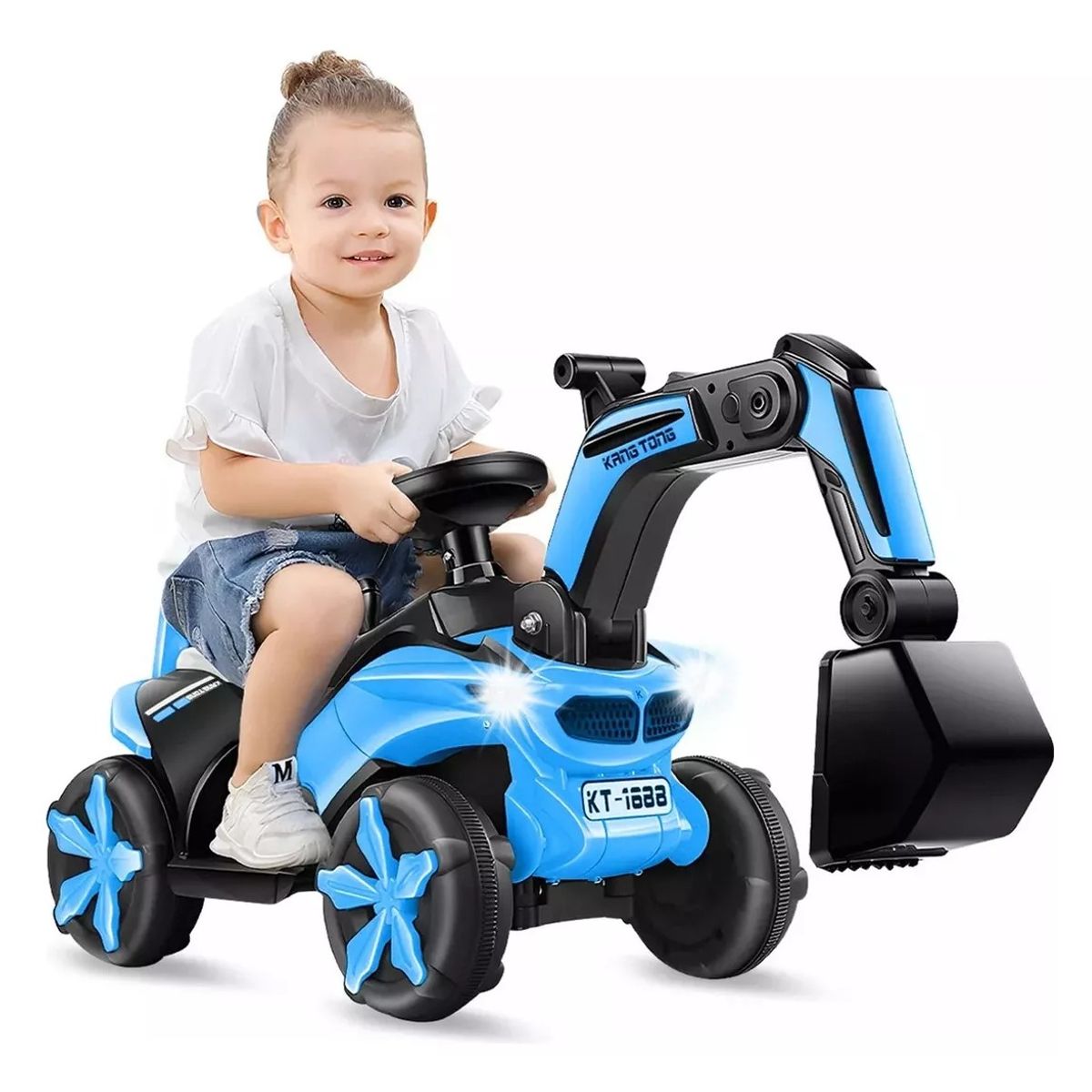 U BUY - Excavadora Eléctrica Montable Música Luces Niños Azul