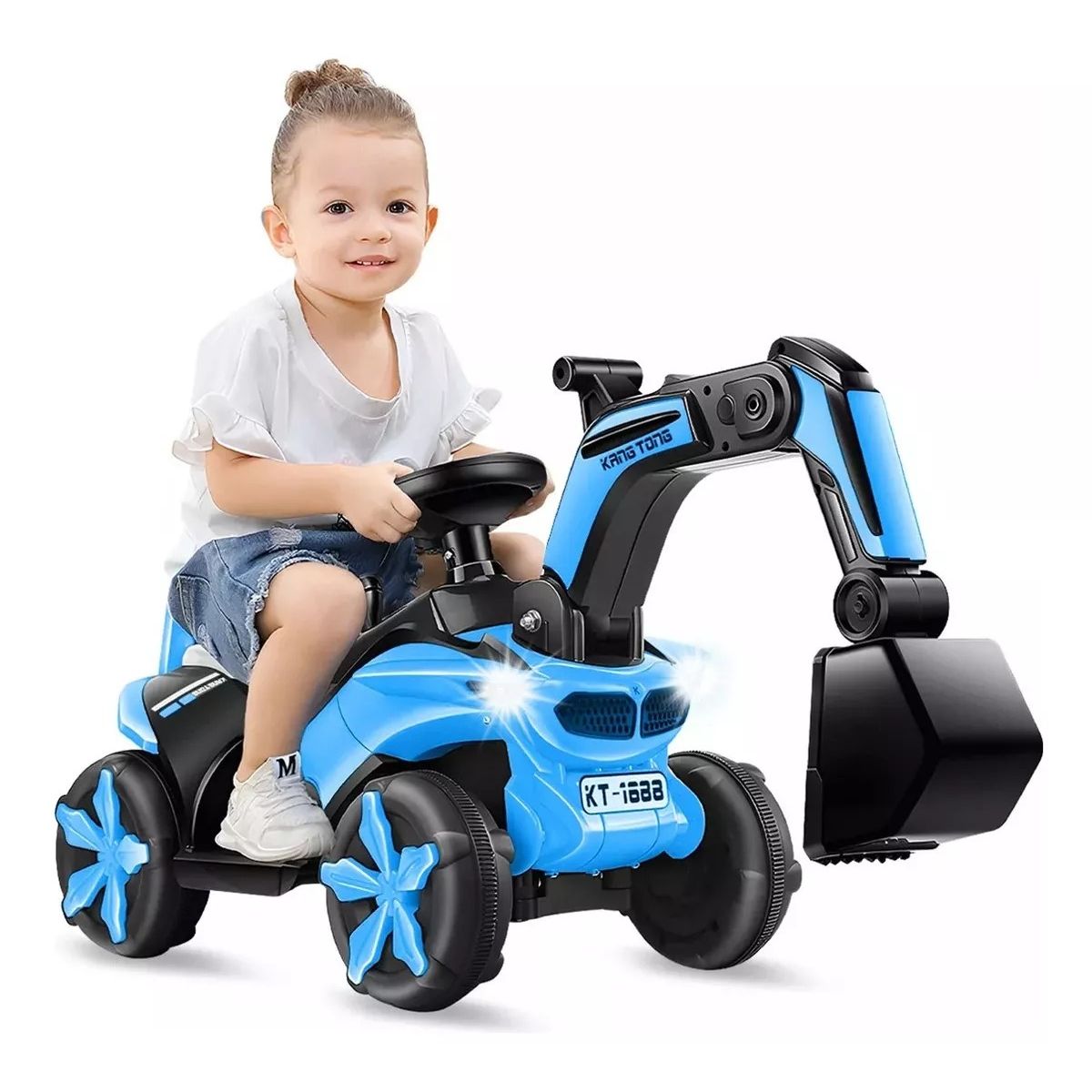 U BUY - Excavadora Eléctrica Montable Música Luces Niños Azul