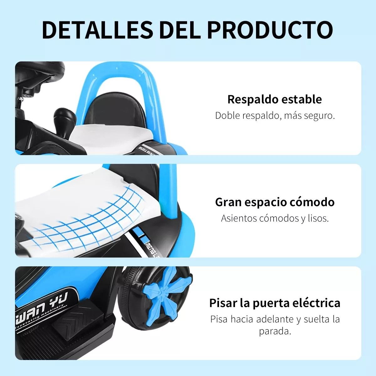 U BUY - Excavadora Eléctrica Montable Música Luces Niños Azul