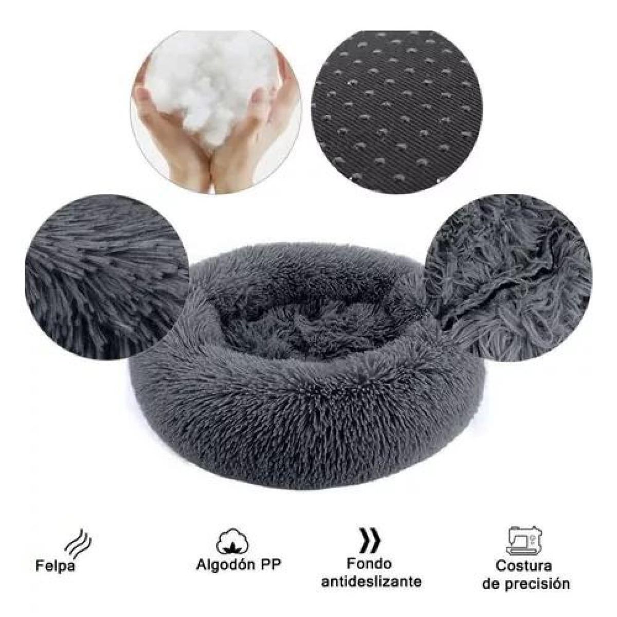 GENERICO - Cama para mascotas felpa antiestrés 80 cm XL celeste