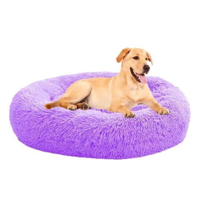 GENERICO - Cama para mascotas felpa antiestrés 80 cm XL violeta