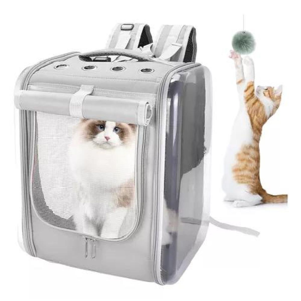 GENERICO - Bolso mochila porta perros jaula transporte  Gris