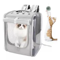 GENERICO - Bolso mochila porta perros jaula transporte Gris