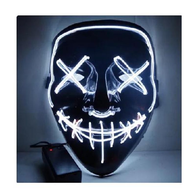GENERICO - Pack de 2 máscaras LED La Purga Halloween terror cosplay color blanco