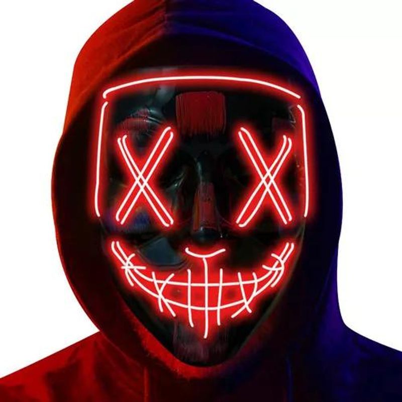 GENERICO - Pack de 2 máscaras LED La Purga Halloween terror cosplay color rojo