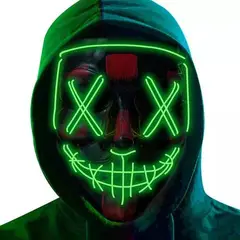 GENERICO - Pack de 2 máscaras LED La Purga Halloween terror cosplay color verde
