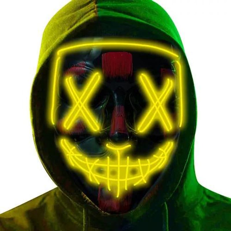 GENERICO - Pack de 2 máscaras LED La Purga Halloween terror cosplay color amarillo