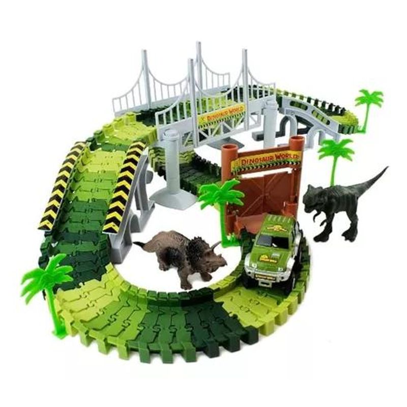 GENERICO - Pista de autos 142 piezas autopista flexible dinosaurio