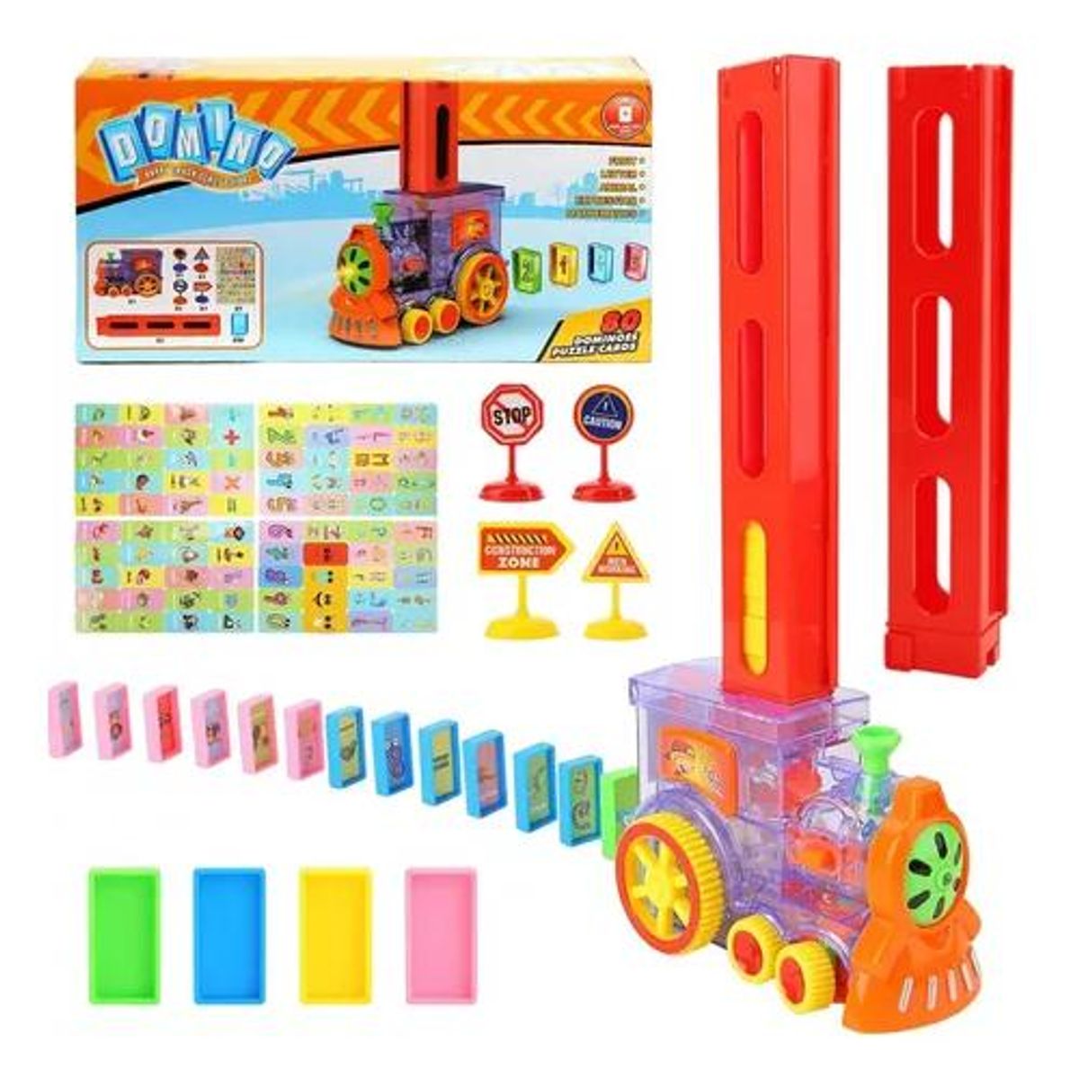 GENERICO - Tren juguete dominó automático juego para niños y niñas personaje rojo