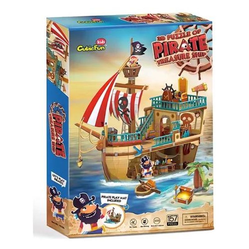 GENERICO - Puzzle 3D barco pirata tesoro 157 piezas multicolor