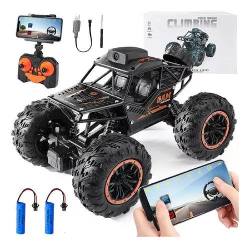 GENERICO - Auto a control remoto recargable con cámara HD WiFi negro