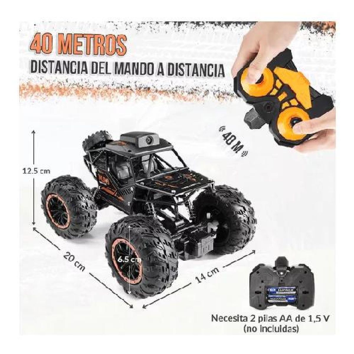 GENERICO - Auto a control remoto recargable con cámara HD WiFi negro