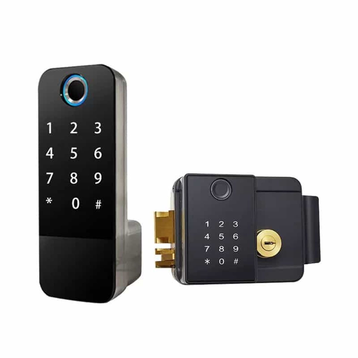 LYON COMERCIAL - Cerradura Digital Huella Bluetooth Exterior Doble Lector - Apertura hacia la Derecha